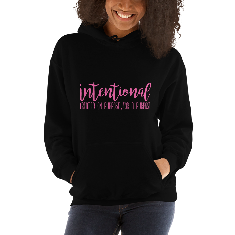 Intentional Hoodie (Pink Letters)